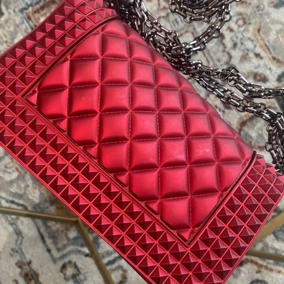 Red velvet medium handbag - Picture 6 of 6